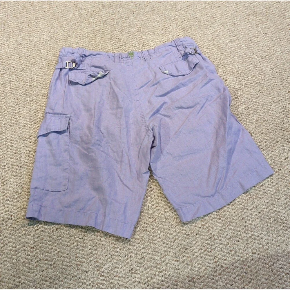 Ganesh Linen Shorts Mens 38 Purple Pockets Utility Summer Beach Resort
